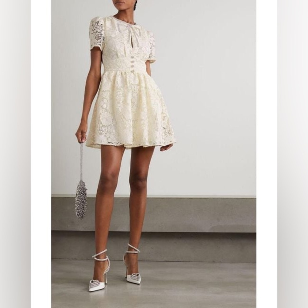 Self-Portrait Crystal Embellished Lace Bow Mini Dress - Picture 2 of 11